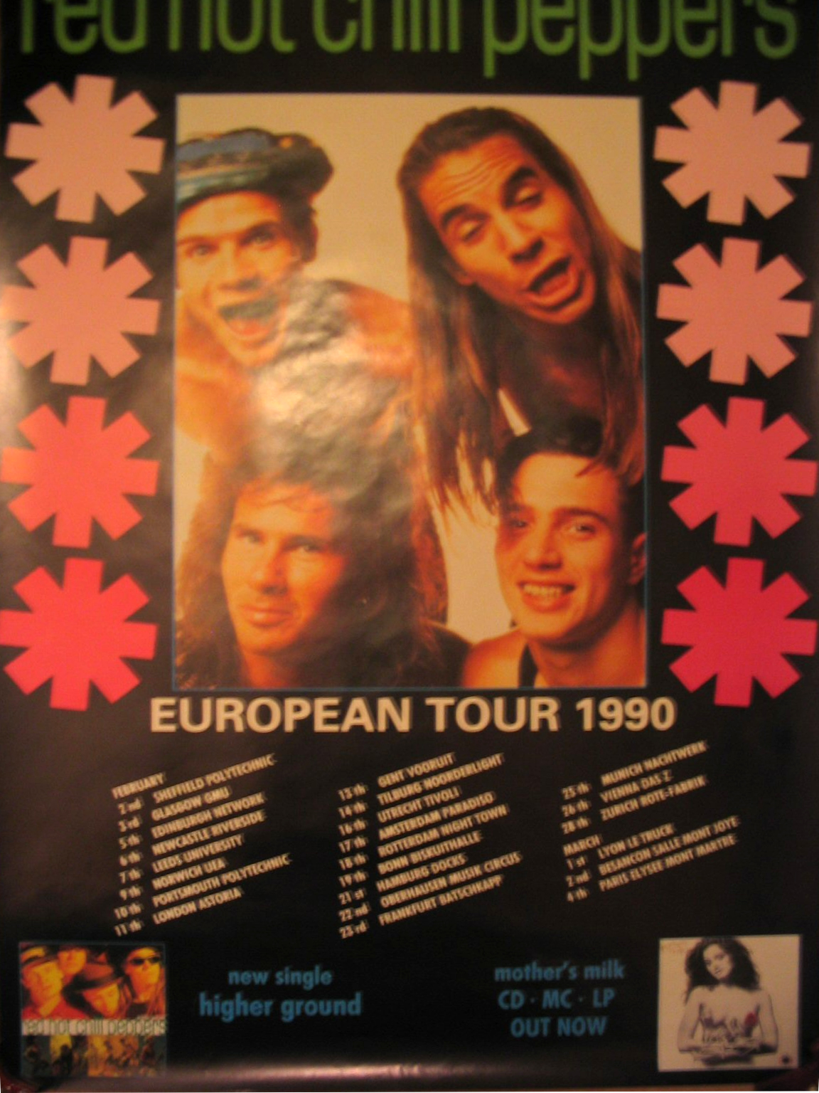 Live UK 1990 RED HOT CHILI PEPPERS Postkarte #3 + 